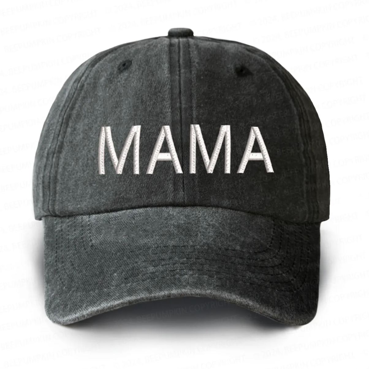Vintage Washed Mama Embroidered Baseball Cap
