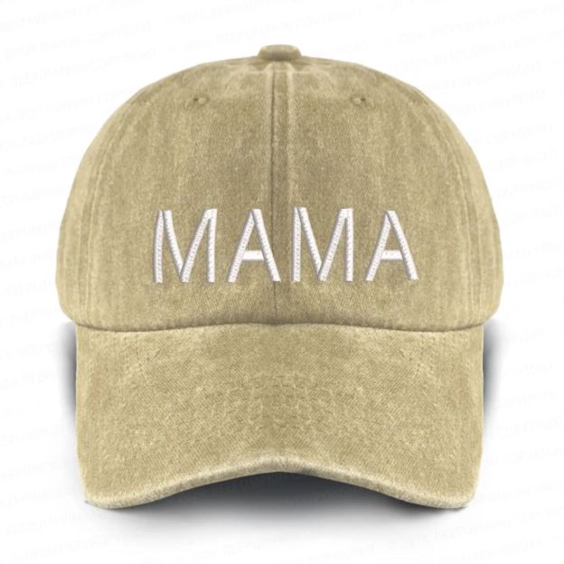Vintage Washed Mama Embroidered Baseball Cap