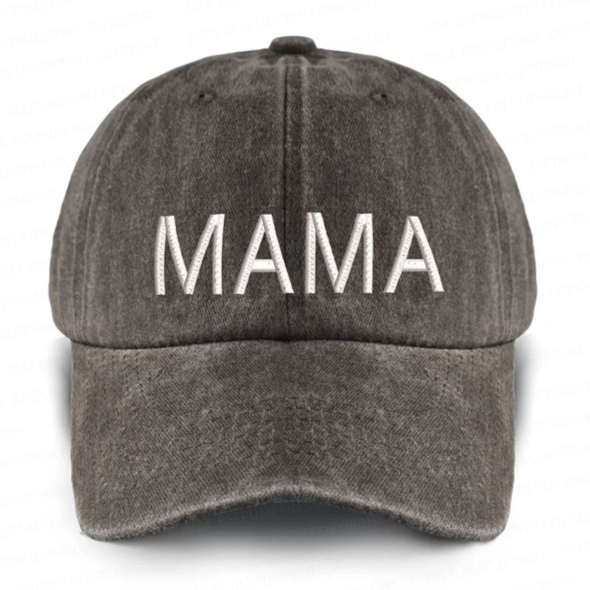 Vintage Washed Mama Embroidered Baseball Cap