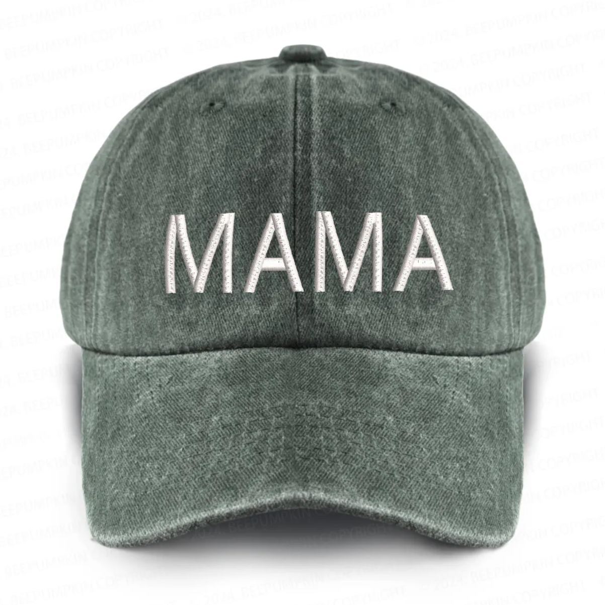 Vintage Washed Mama Embroidered Baseball Cap