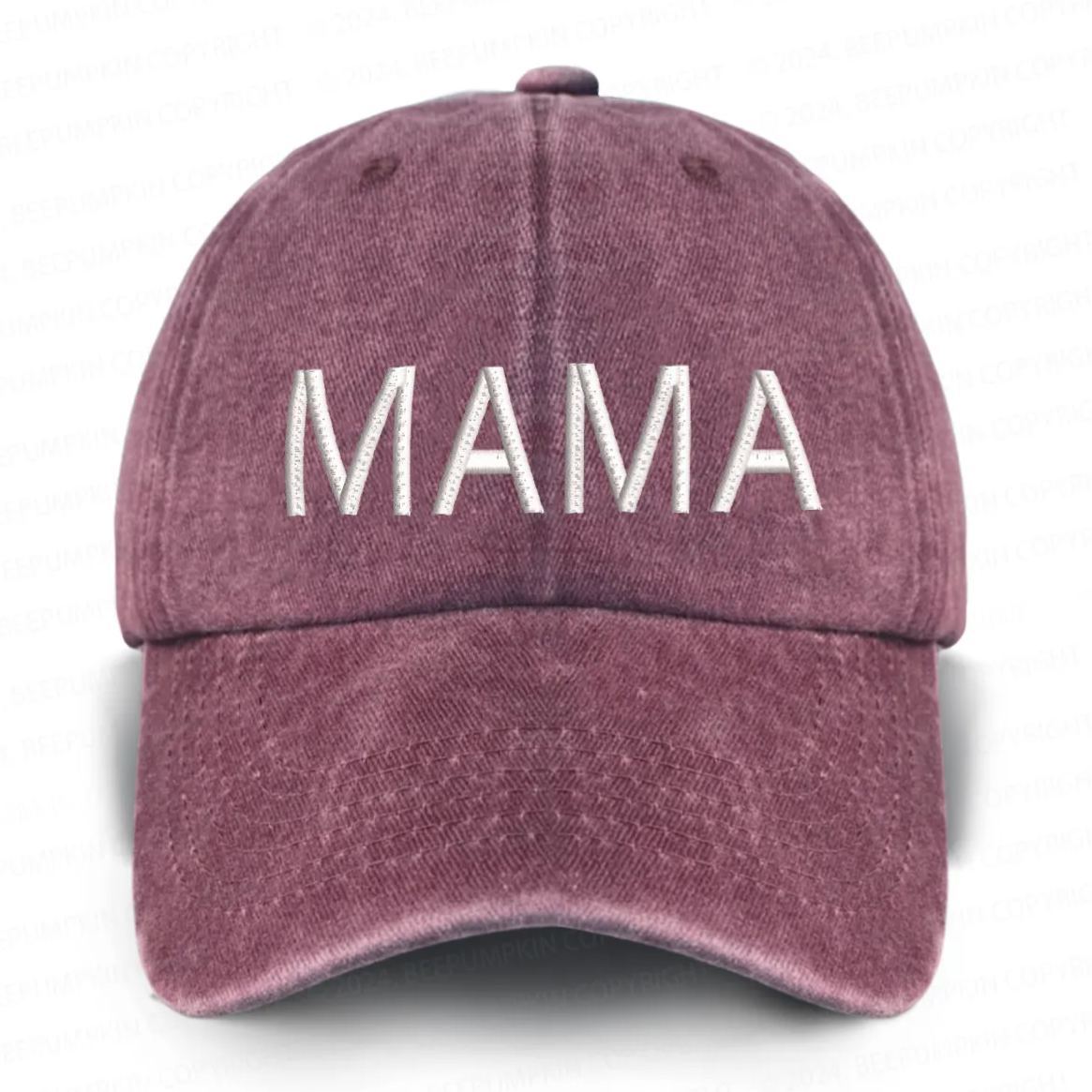 Vintage Washed Mama Embroidered Baseball Cap