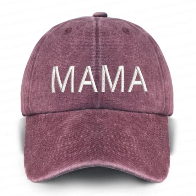 Vintage Washed Mama Embroidered Baseball Cap