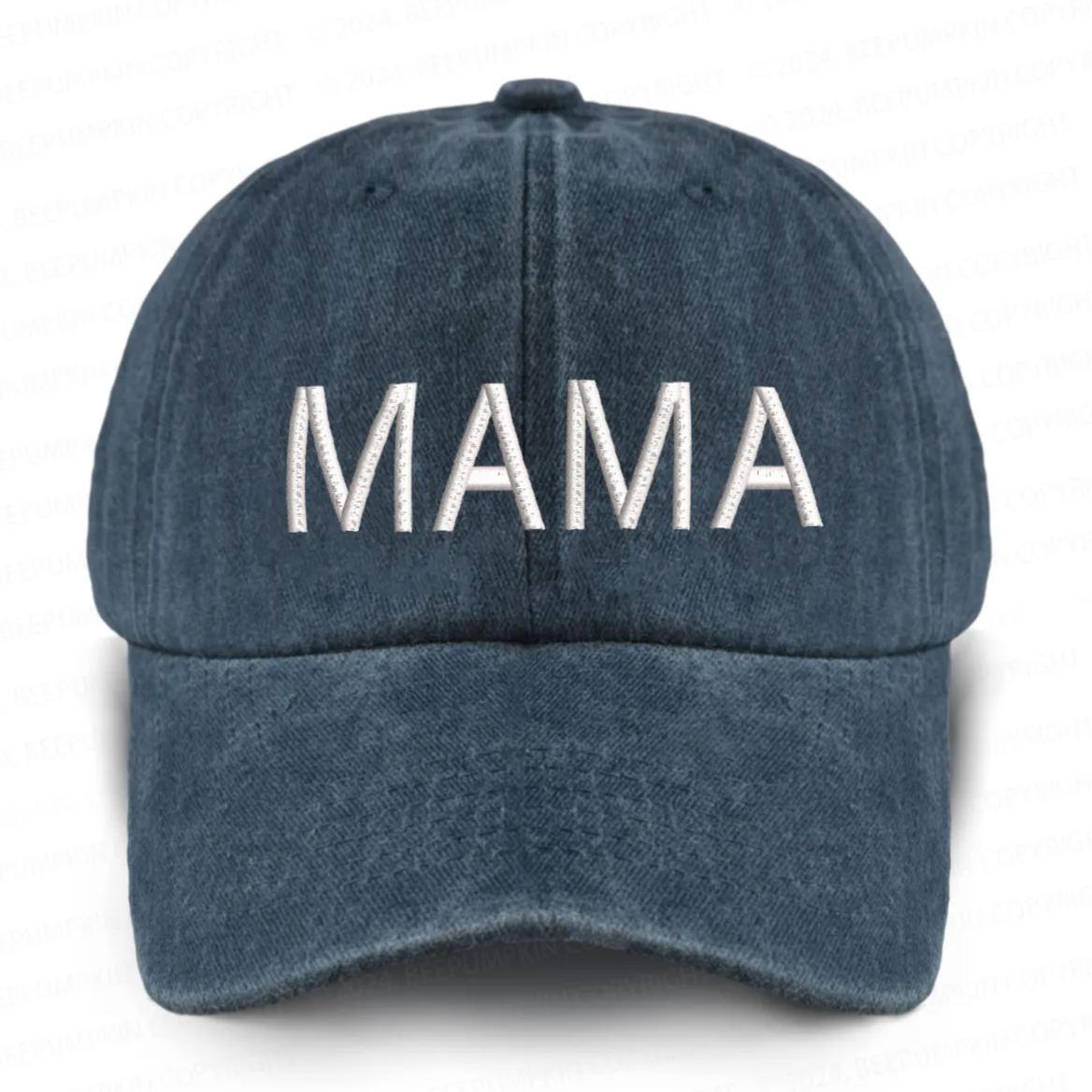 Vintage Washed Mama Embroidered Baseball Cap