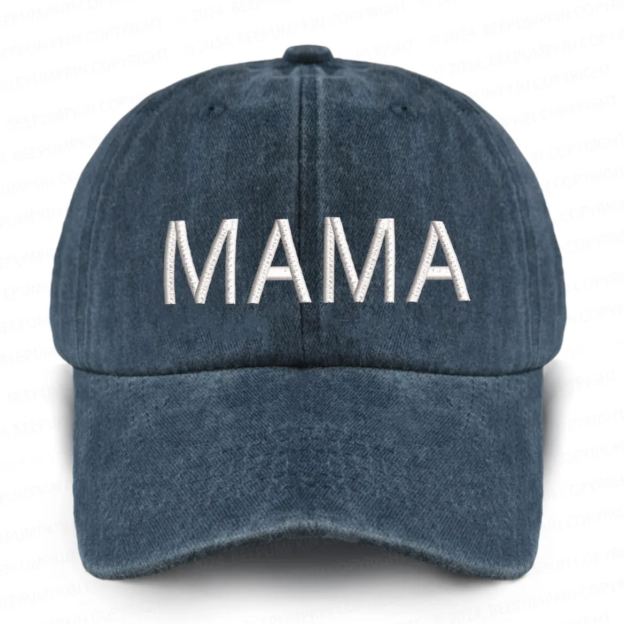 Vintage Washed Mama Embroidered Baseball Cap