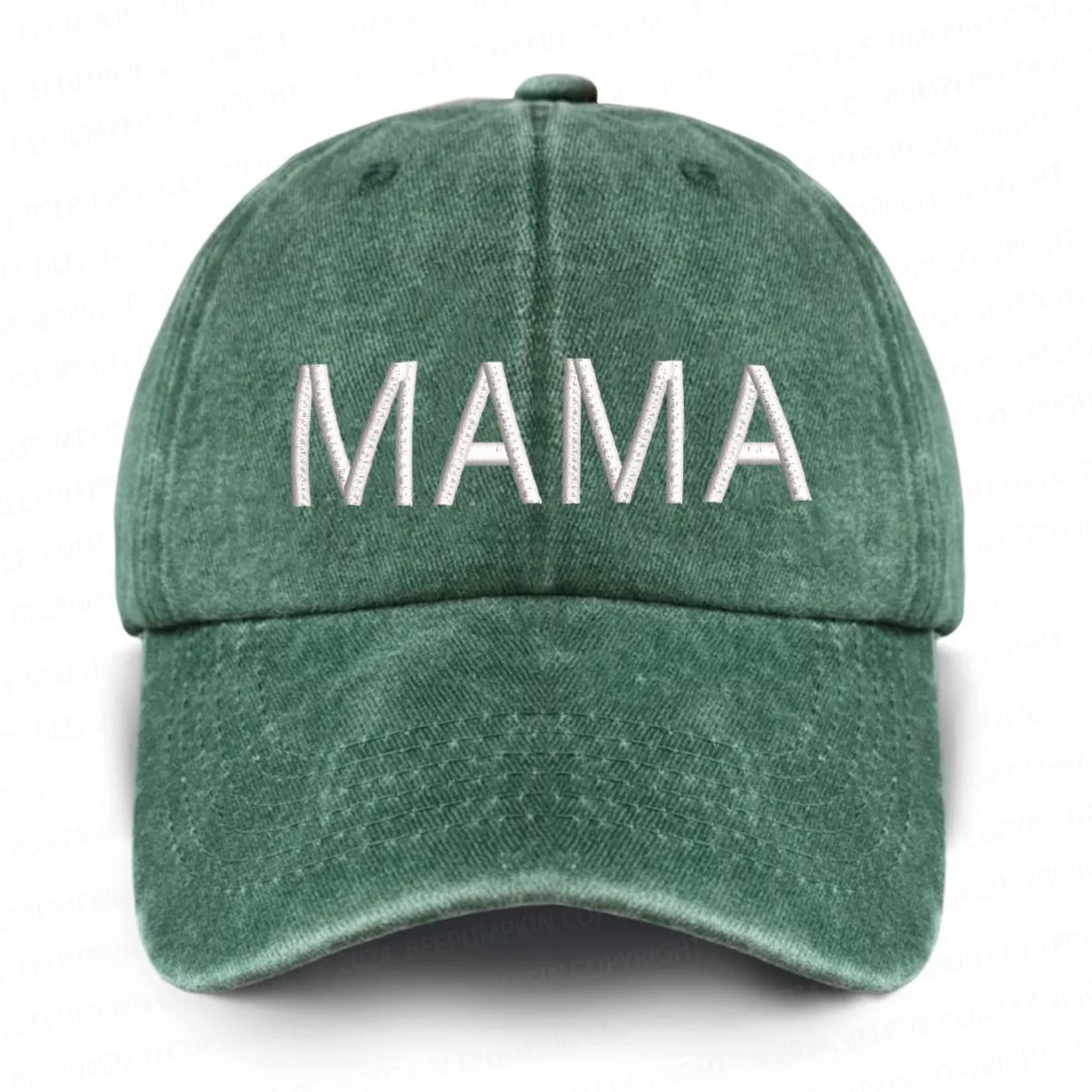 Vintage Washed Mama Embroidered Baseball Cap