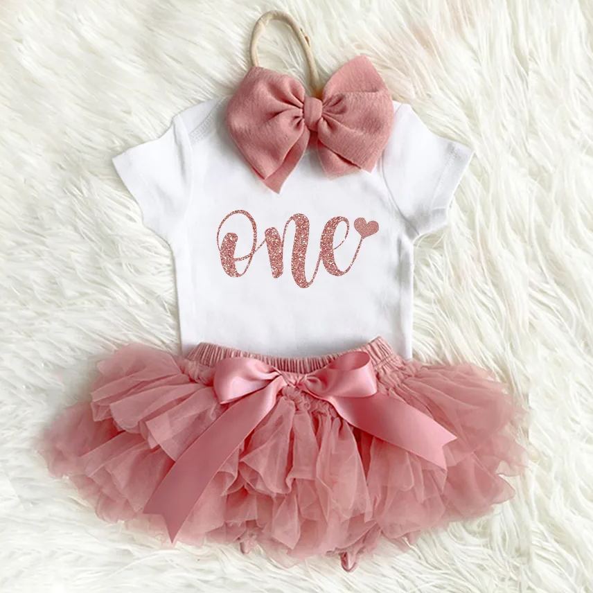 3 Pieces Personalized Baby Girl's Age Tutu Outfit Set