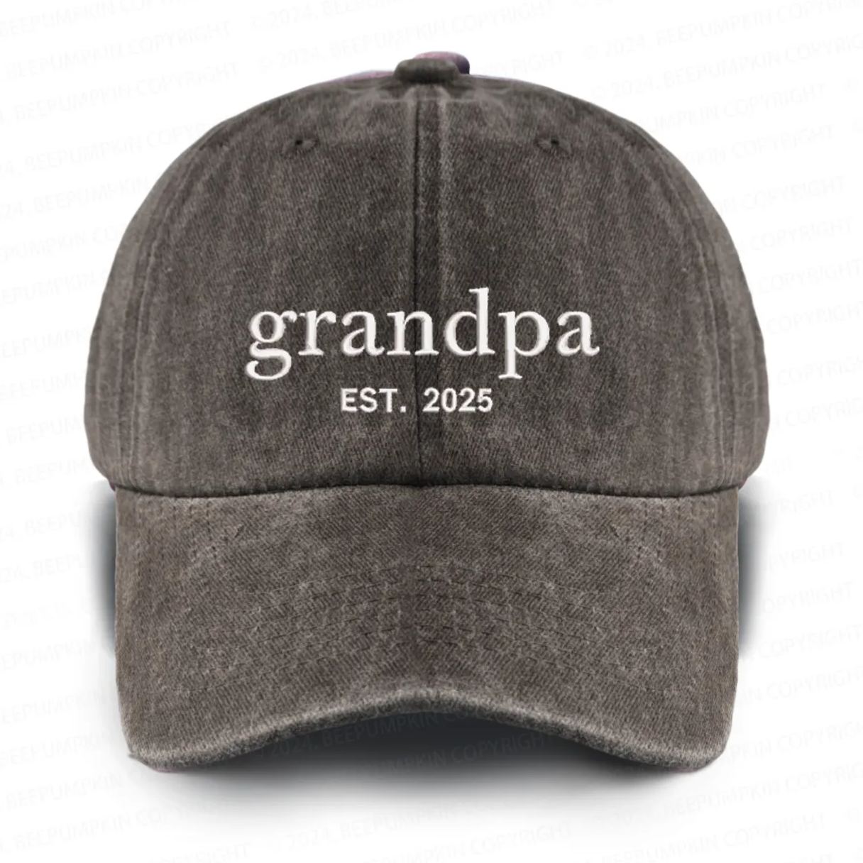 Personalized Adult Washed Embroidered Baseball Cap With Date