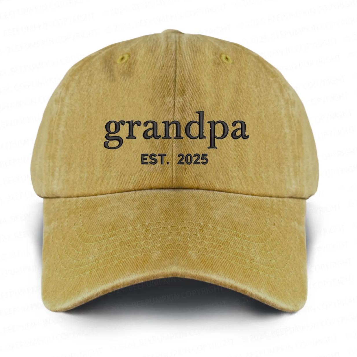 Personalized Adult Washed Embroidered Baseball Cap With Date