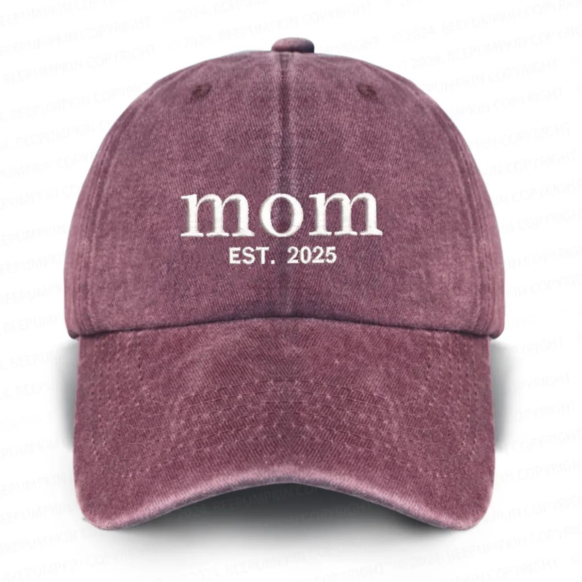 Personalized Adult Washed Embroidered Baseball Cap With Date