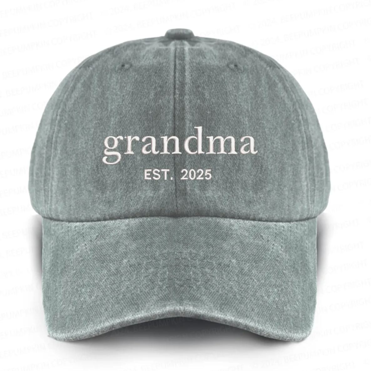 Personalized Adult Washed Embroidered Baseball Cap With Date