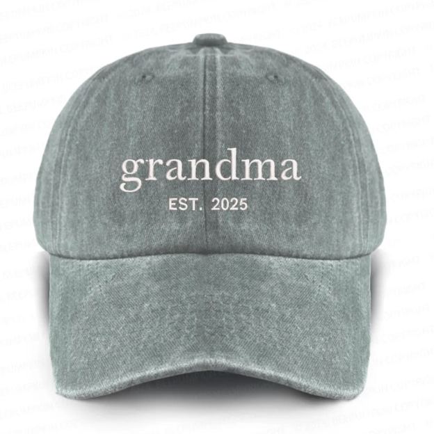 Personalized Adult Washed Embroidered Baseball Cap With Date
