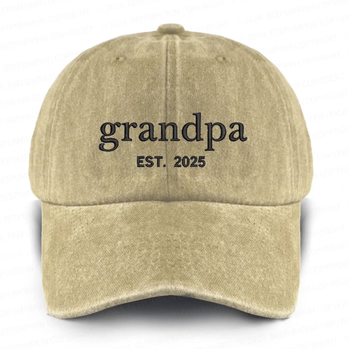 Personalized Adult Washed Embroidered Baseball Cap With Date