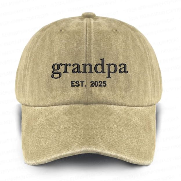 Personalized Adult Washed Embroidered Baseball Cap With Date