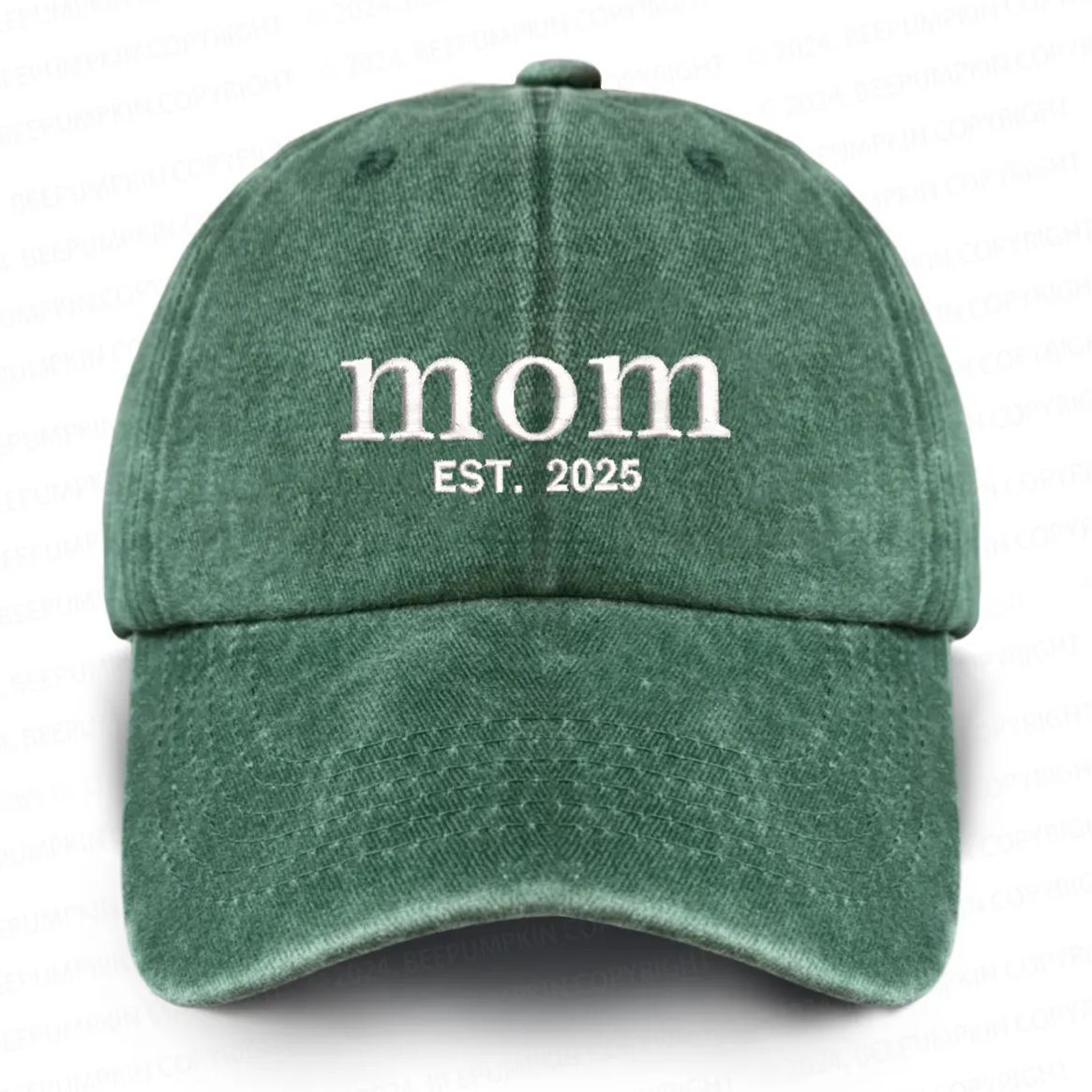 Personalized Adult Washed Embroidered Baseball Cap With Date