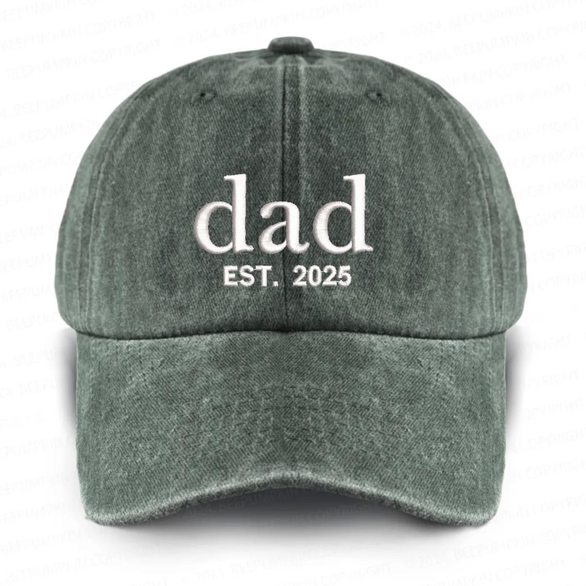 Personalized Adult Washed Embroidered Baseball Cap With Date