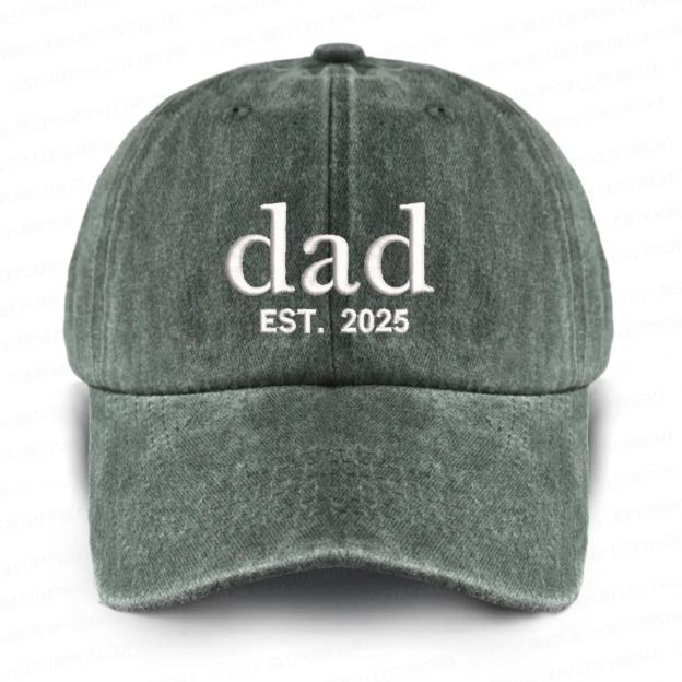 Personalized Adult Washed Embroidered Baseball Cap With Date