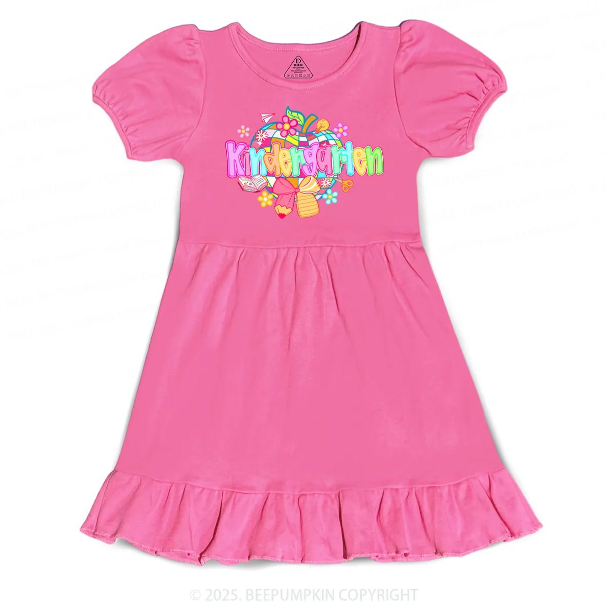 Personalized Sparkling Apple Back To School Gift Pack Toddler&Kid's Ruffle Dress Beepumpkin 