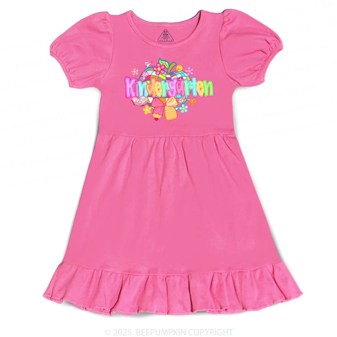 Personalized Sparkling Apple Back To School Gift Pack Toddler&Kid's Ruffle Dress Beepumpkin 