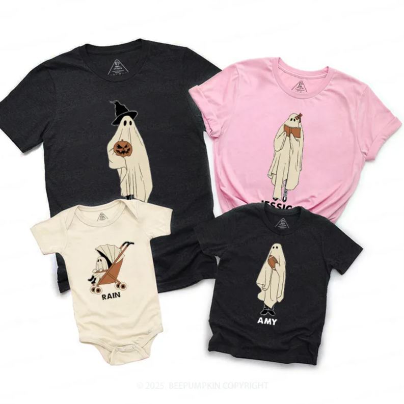 Personalized Spooky Ghosts Halloween Family Matching Shirts