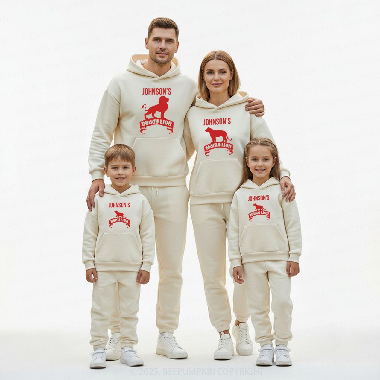 Personalized Lion Family Matching Hoodie Set