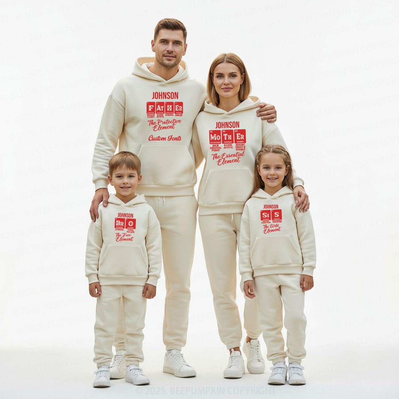 Personalized Element Family Matching Hoodie Set
