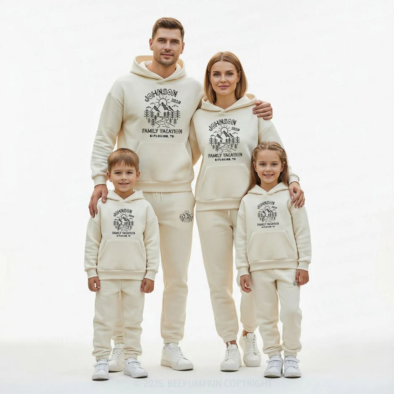 Personalized Mountain Vacation Family Matching Hoodie Set