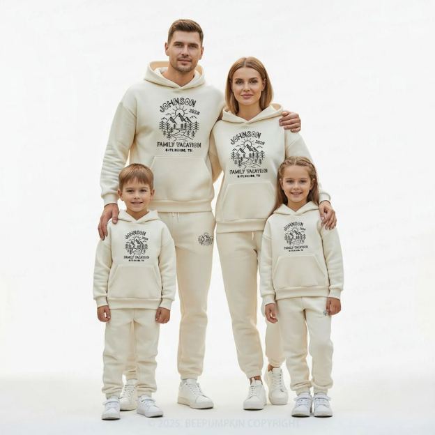 Personalized Mountain Vacation Family Matching Hoodie Set