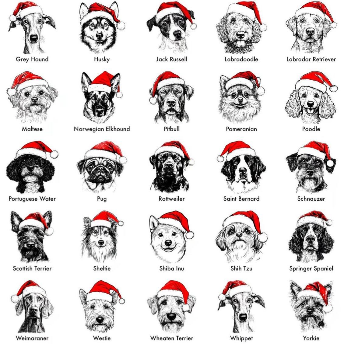 Personalized Santa Paws Dog Breed Family Matching T-Shirts Beepumpkin