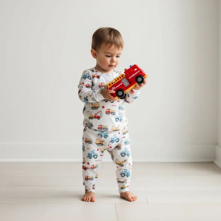 Work Truck Two-Piece Pajama Set For Kids