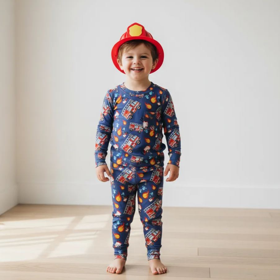 Firetruck Two-Piece Pajama Set For Kids