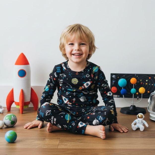 Universe Space Two-Piece Pajama Set For Kids