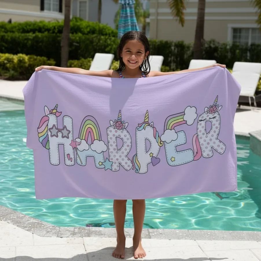 Personalized Unicorn Beach Towel