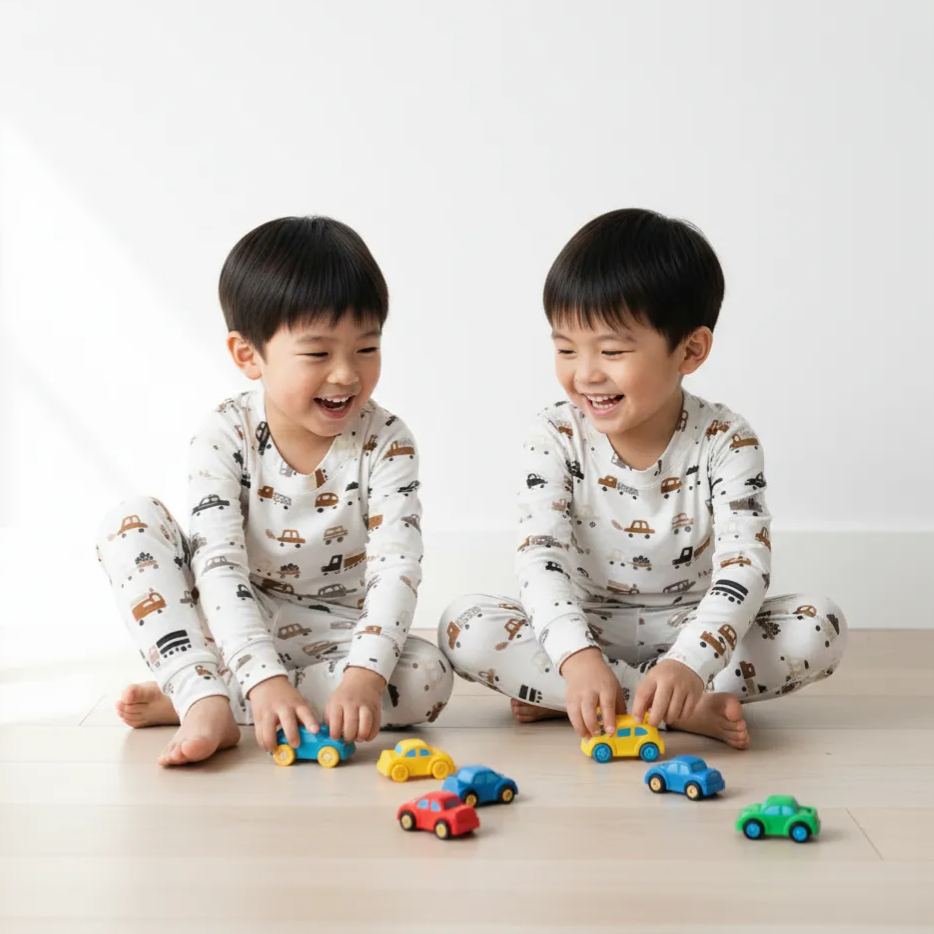 Cartoon Cars Two-Piece Pajama Set For Kids