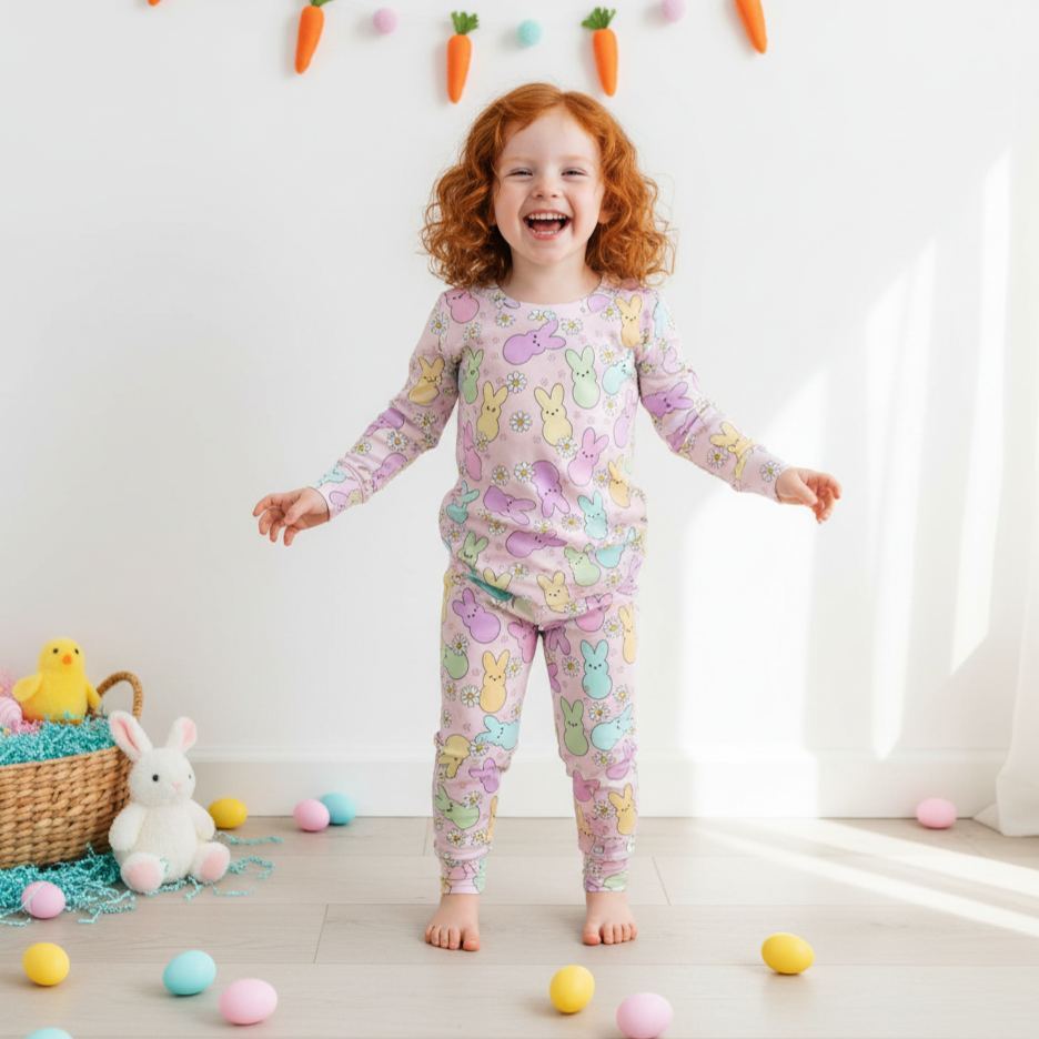 Easter Bunny Peep Two-Piece Pajama Set For Kids