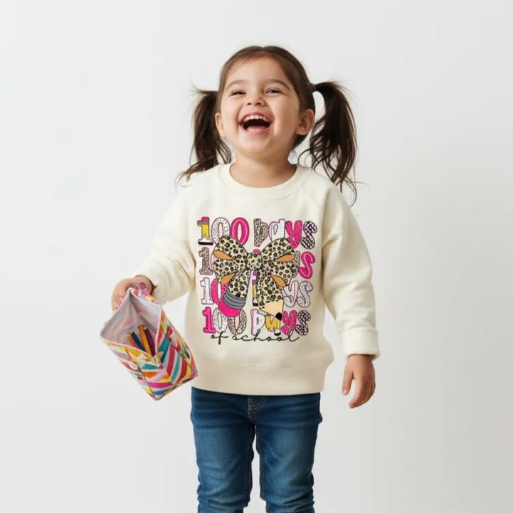 Leopard Love 100 Days Of  School Edition Toddler&Kid's Sweatshirt