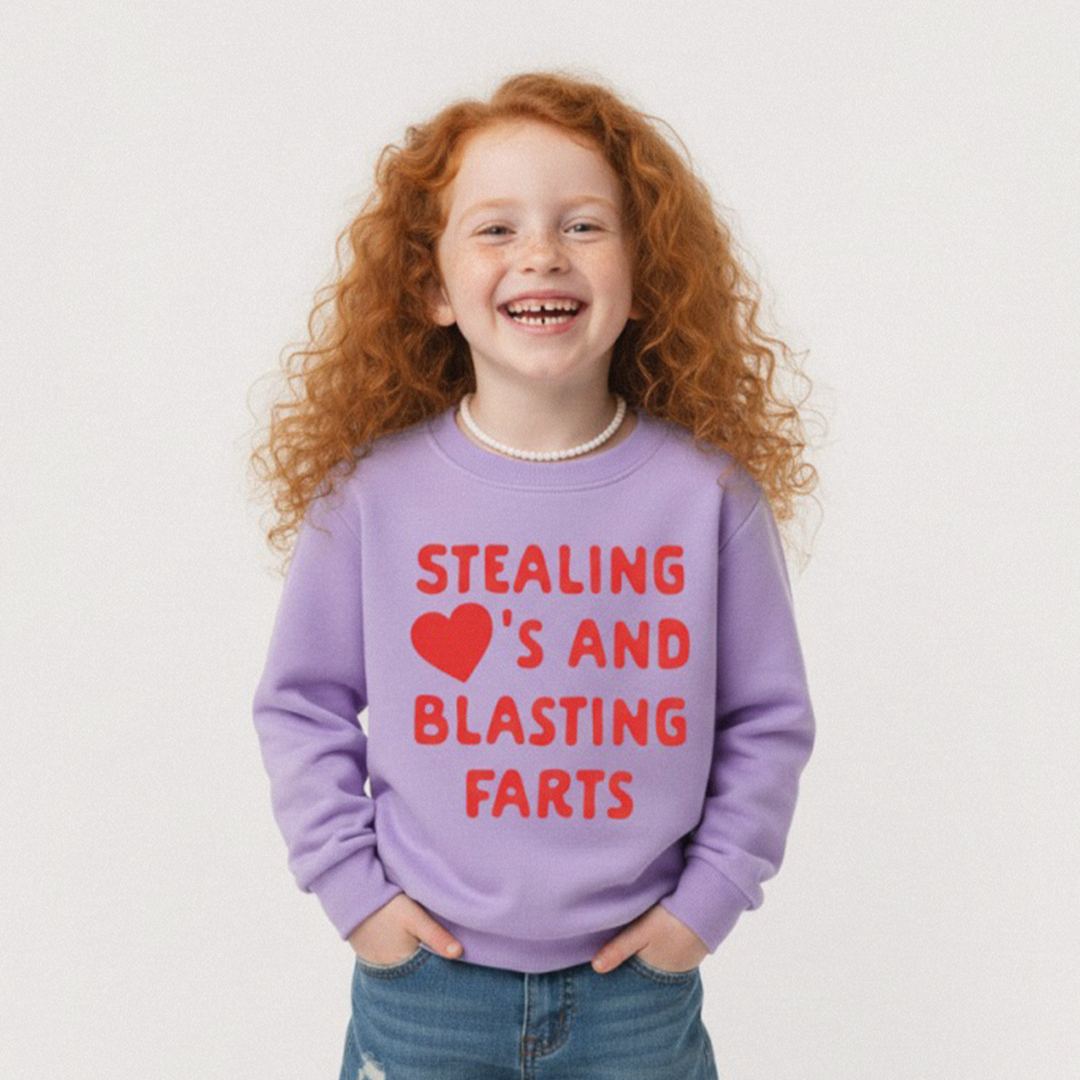 Stealing Hearts Blasting Farts Kid's Sweatshirt