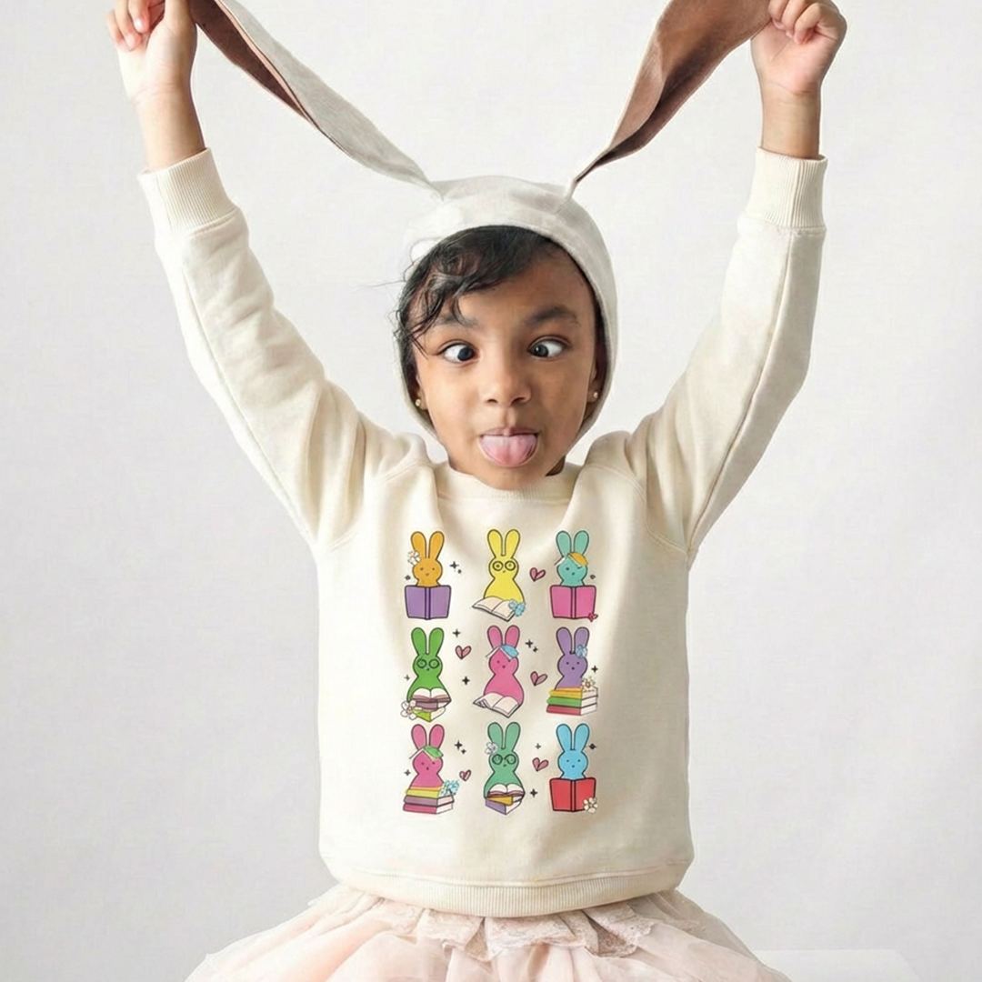 Book Lover Easter Bunnies Kid's Sweatshirt