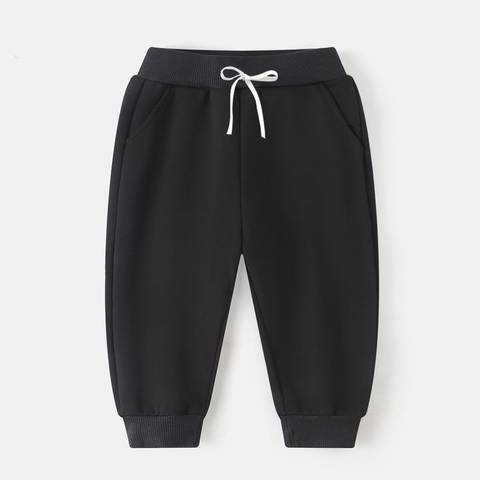 Black Sports Drawstring Pants For Toddler&Kids