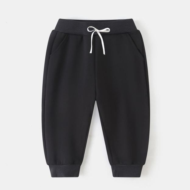 Black Sports Drawstring Pants For Toddler&Kids