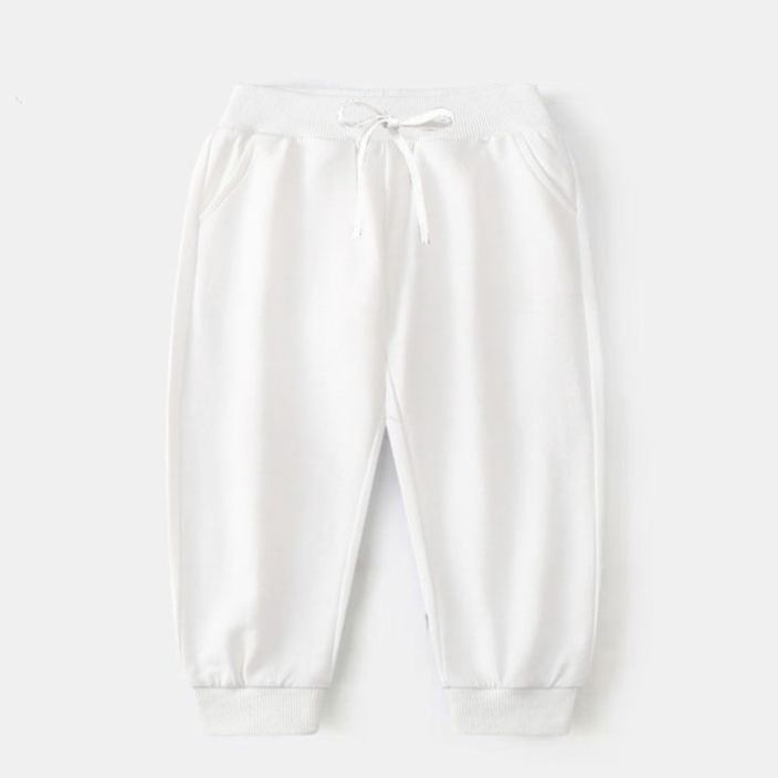 White Sports Drawstring Pants For Toddler Kids