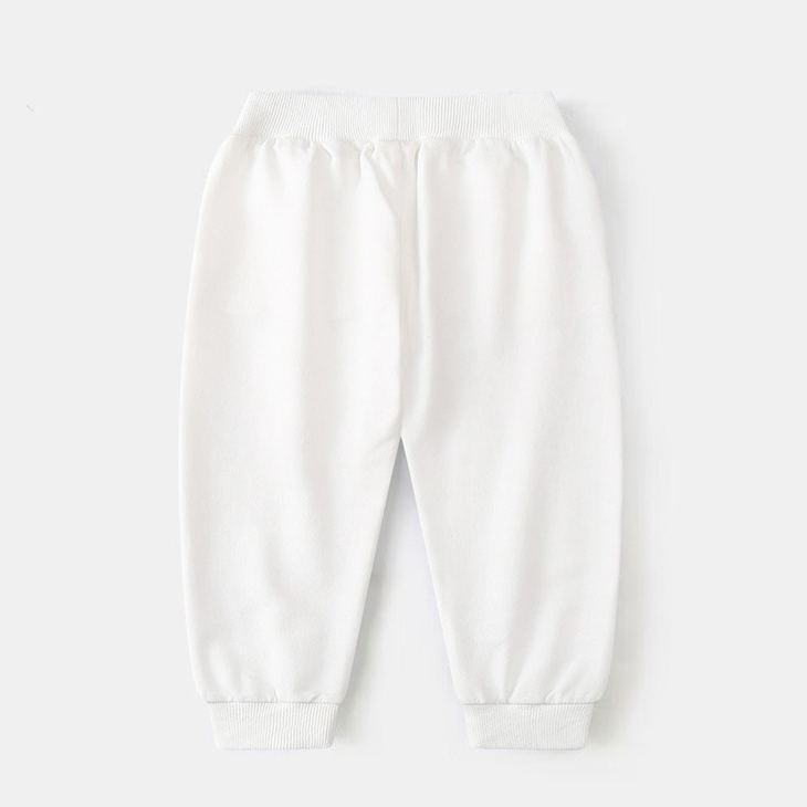White Sports Drawstring Pants For Toddler Kids