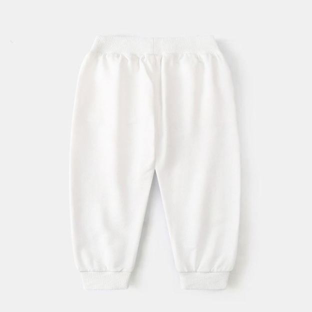 White Sports Drawstring Pants For Toddler Kids