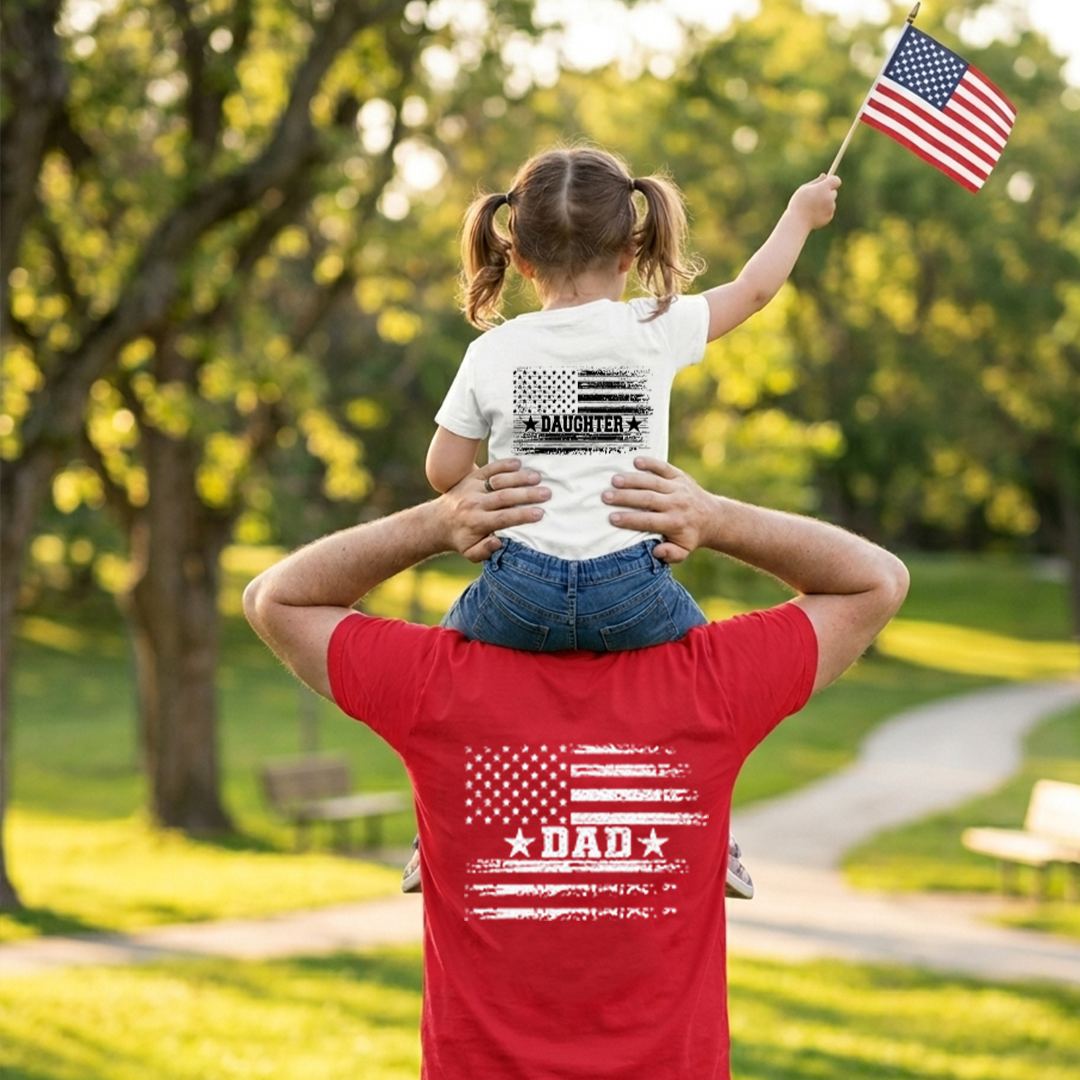 Personalized Legacy Love Series 4th Of July Dad&Me Matching Shirts-Back Design
