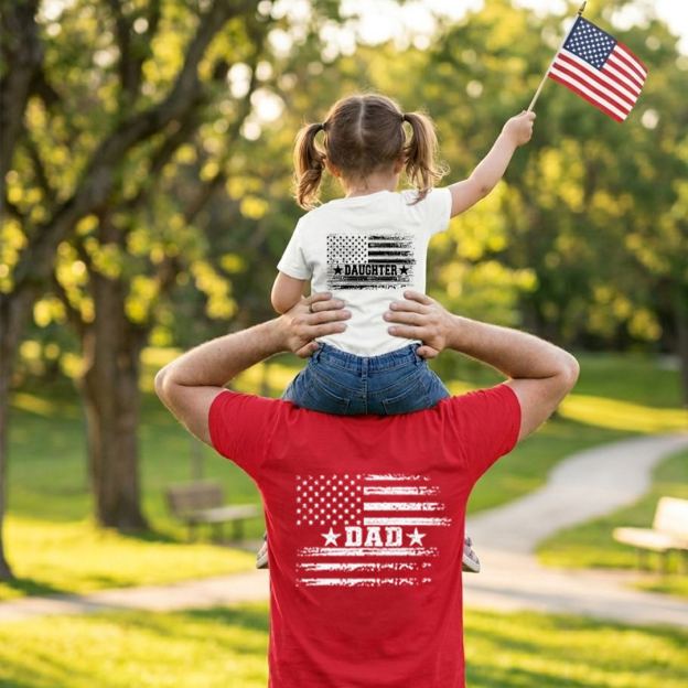 Personalized Legacy Love Series 4th Of July Dad&Me Matching Shirts-Back Design