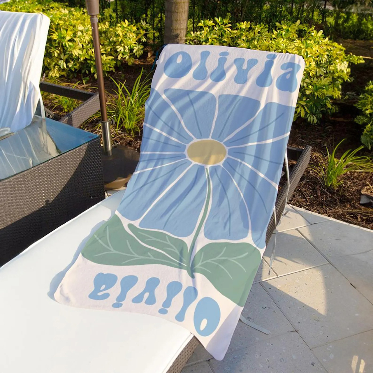 Personalized Oversized Floral Name Beach Towel