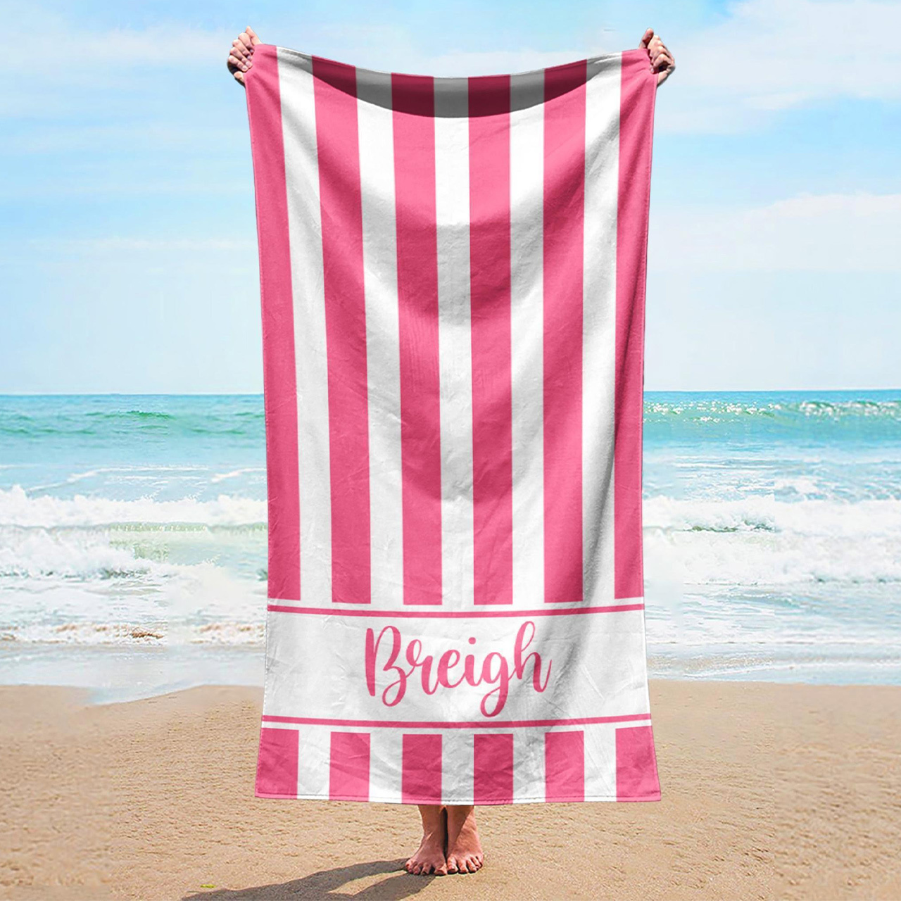 Personalized Stripe Name Beach Towel