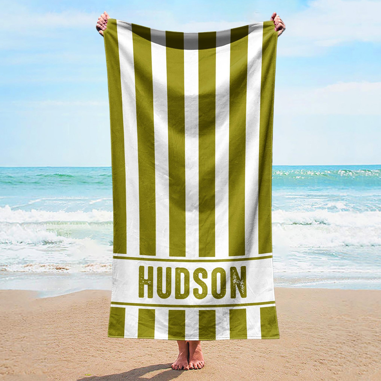 Personalized Stripe Name Beach Towel