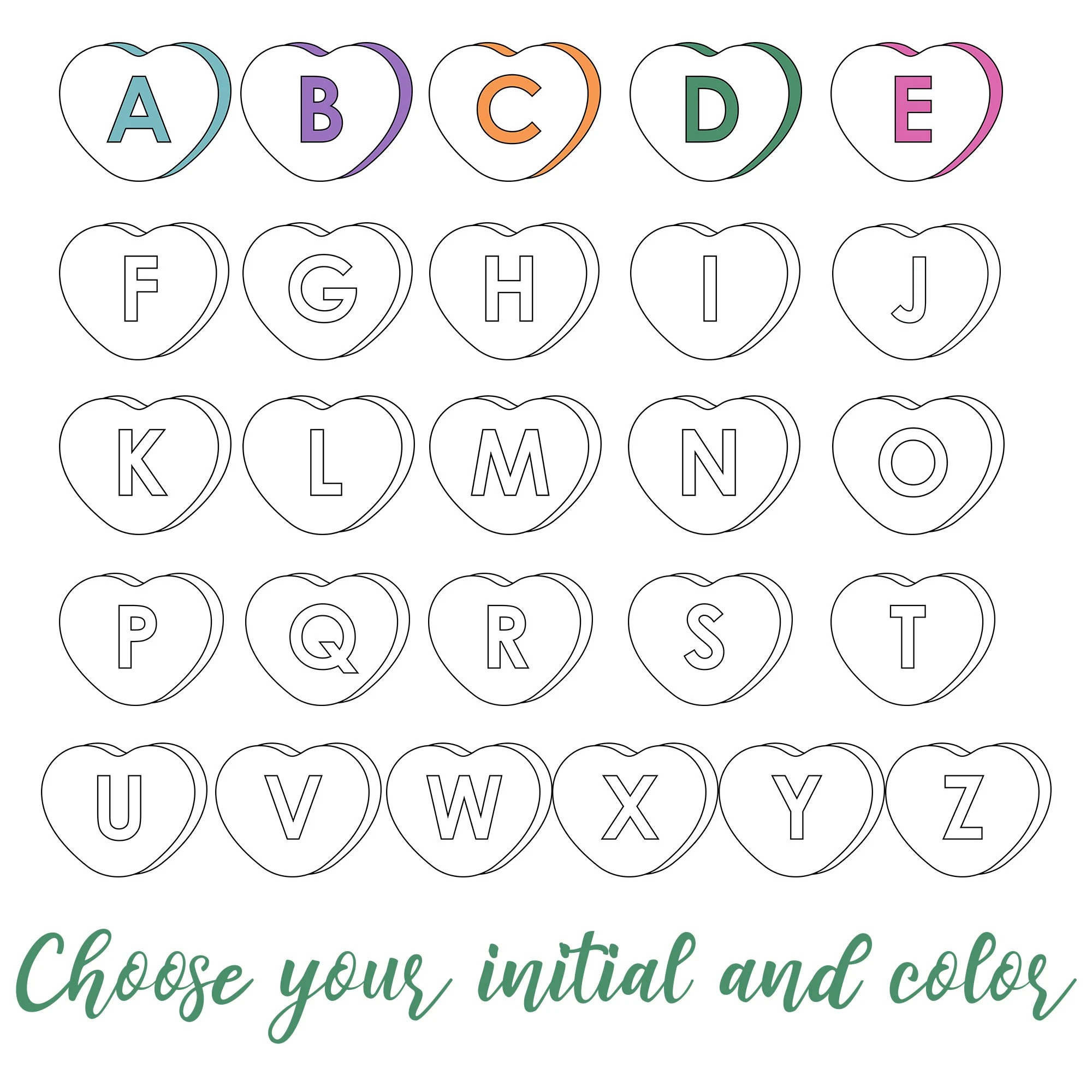 Personalized Candy Heart Initial Valentine's Day Toddler&Kid's Tees Beepumpkin