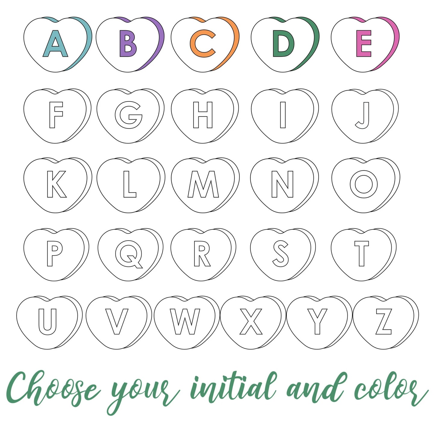 Personalized Candy Heart Initial Valentine's Day Toddler&Kid's Tees Beepumpkin