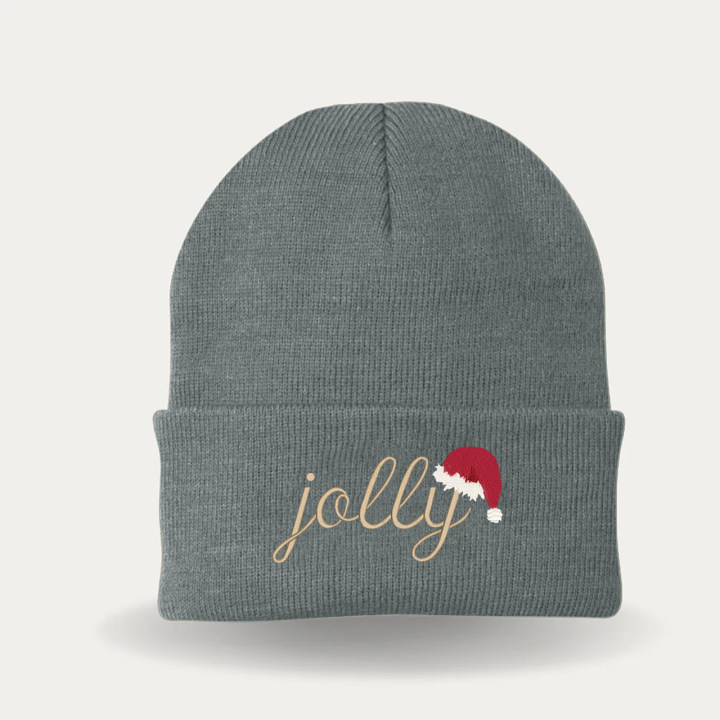 Embroidery Jolly Holiday Beanie Hat